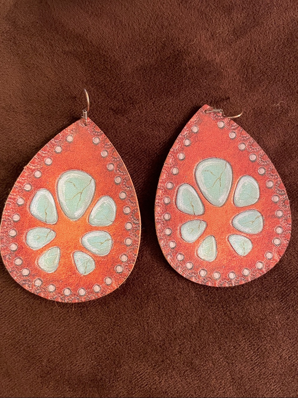 Leather Painted Turquoise
Blossom Earrings